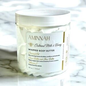 AMINNAH Oatmeal Milk & Honey Whipped Body Butter - White